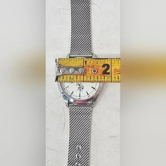 U.S. POLO ASSN. STAINLESS STEEL Silver Band White Dial Watch WORKS New Battery - Picture 7 of 13